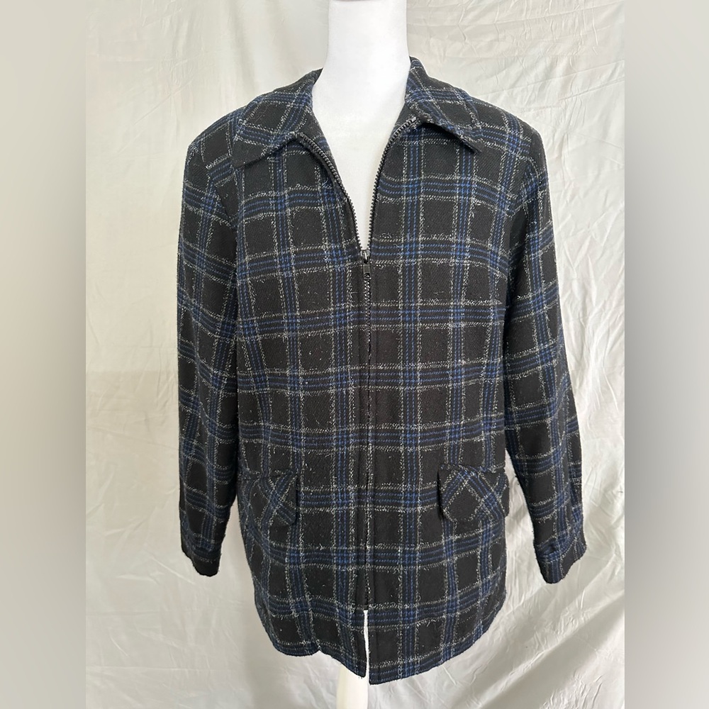 Requirements Black and Blue Plaid Jacket